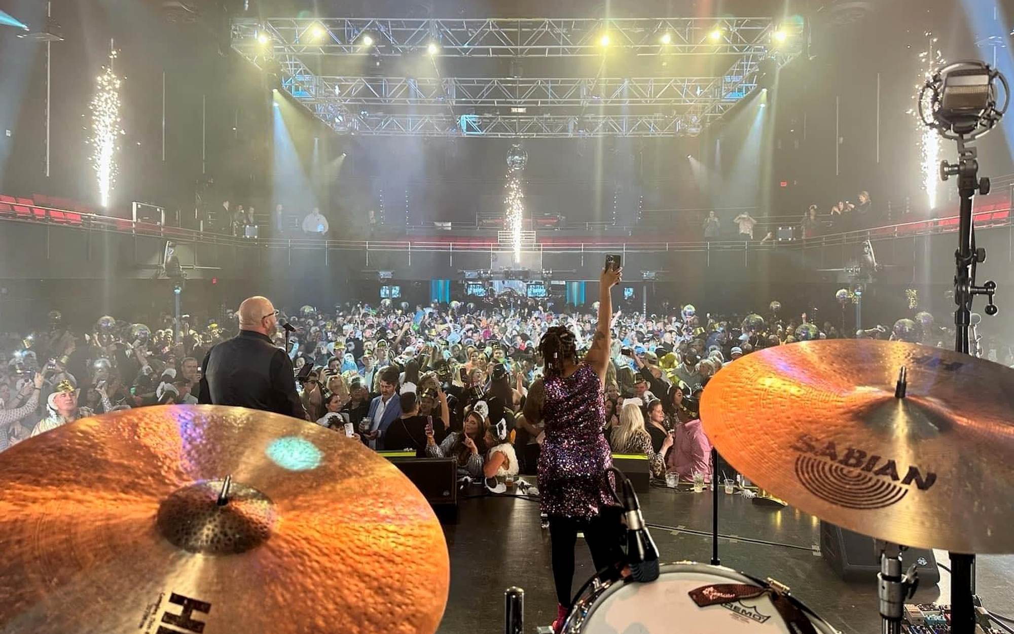 After Party performing to a capacity crowd with stage pyrotechnics